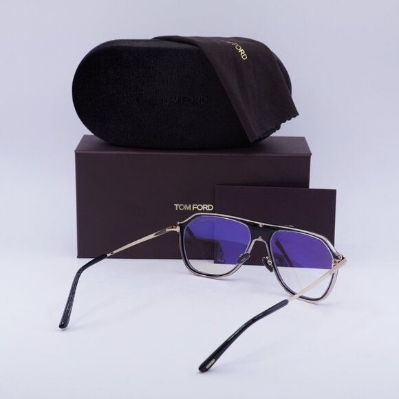 Tom Ford FT5943-B 003 Aviator Eyeglasses 56mm - Black/Gold/Blue Light Block - Picture 7 of 8